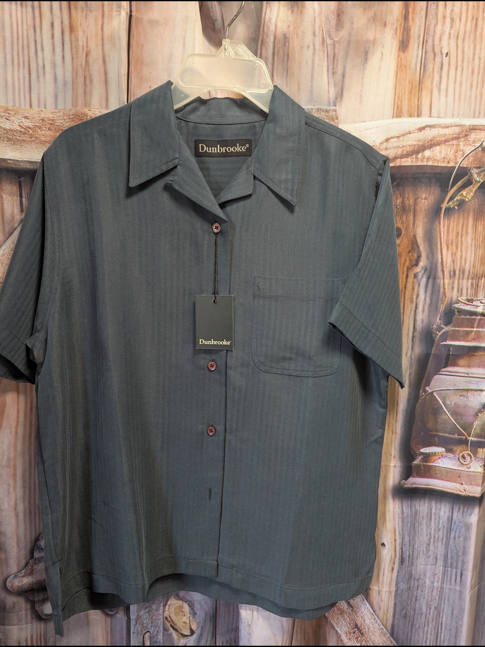 Dunbrooke Short-Sleeve Button-Up Shirt — Slate Blue Gray
